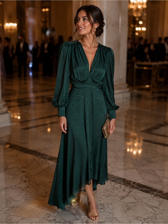 Ronny Kobo Collection Dresses & Skirts - NWT Ronny Kobo Asymmetrical Midi Dress Green Zebra Jacquard Size Medium
